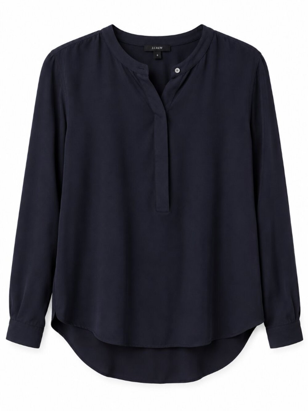 J.Crew Navy Viscose Long Sleeve Popover Blouse Size 8